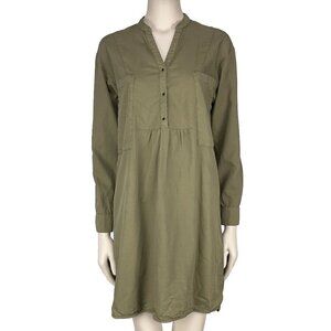 SET European Made Utilitary Shirt Dress green Long Sleeves with pockets Size 4